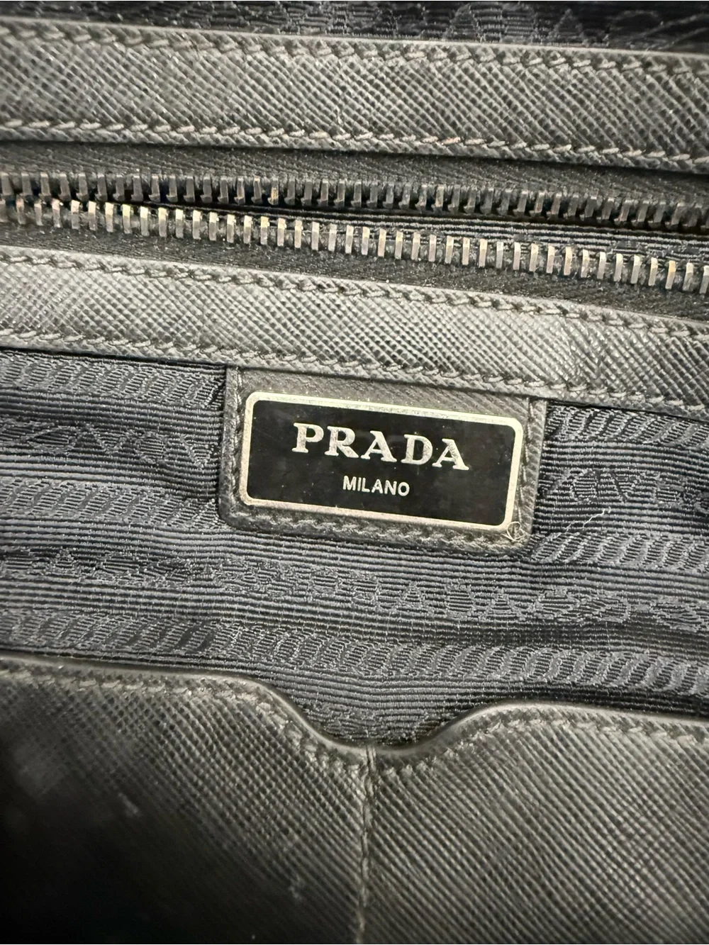 PRADA - Black Nylon Leather Business Bag